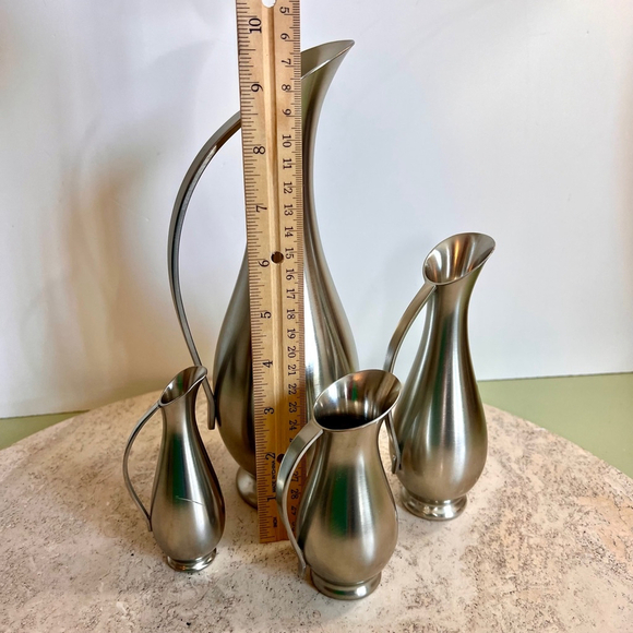 Vintage Royal Holland Pewter Silver Pitcher Set of 4 - Picture 8 of 11